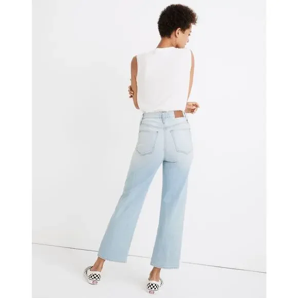 Madewell Slim Wide Leg Jeans Size 27 Eastwick Blue Crop Stretch Denim Staple - Picture 4 of 14